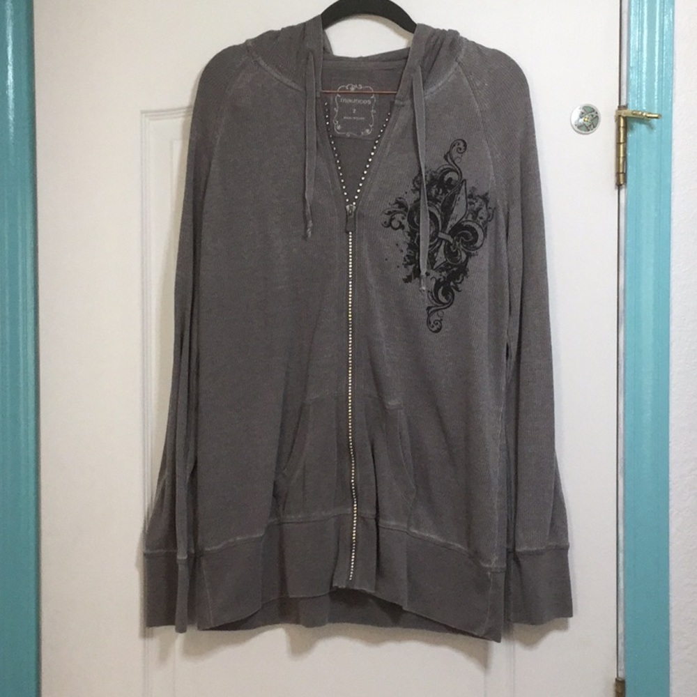 Gray with diamond zip up